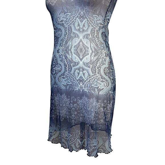 Amy Byer Vintage 90s USA Sheer Hippie Boho Fairy Lettuce Hem Short Sleeve Dress - Picture 8 of 12